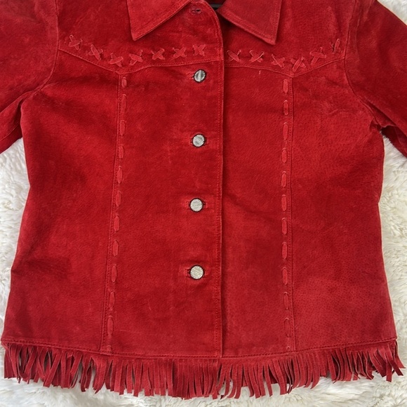 Jou Jou Skins Candy Red Leather Western Jacket Women’s Size L - Picture 3 of 10